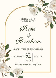 Floral Wedding Invitation Template Undangan Pernikahan Elegant, Undangan Pernikahan Aesthetic, Wedding Elegant Classy, Engagement Invite, Outdoor Brunch, Marriage Invitation, Engagement Invitation Cards, Wedding Card Frames, Classy Wedding Invitations