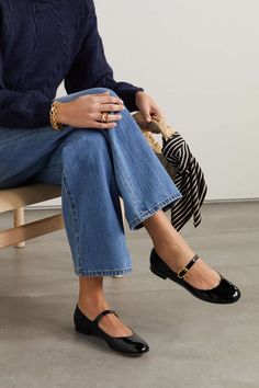 Sandal Tali, Leather Mary Jane Flats, Style Casual Chic, Paris Mode, Neue Outfits, Mary Jane Flats, 가을 패션, Fashion Mode, Looks Style