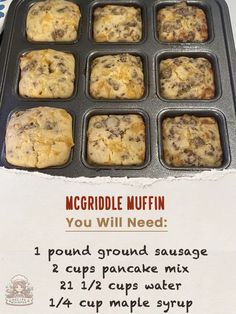 muffins in a muffin pan with instructions on the side