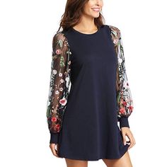 Gorgeous Embroidered Floral Design Wear As Dress Or Tunic Also Comes In Diff Colors Dress With Flats, Long Sleeve Mesh Dress, Long Sleeve Tunic Dress, Marled Sweater, Grey Sweater Dress, Printed Shift Dress, Long Sleeve Floral Dress, Mesh Long Sleeve, Animal Print Dresses