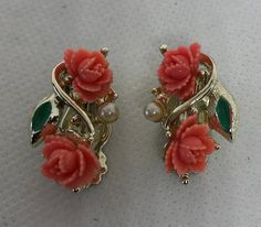 Very pretty and hard to find Affordable Coral Earrings For Gifts, Cheap Coral Elegant Jewelry, Luxury Coral Jewelry For Wedding, Cheap Coral Earrings For Gift, Cheap Elegant Coral Jewelry, Cheap Coral Earrings For Gifts, Red Dress Jewelry, Luxury Earring, Orange Pictures