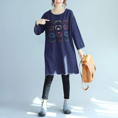 Item Code: 585136144406 Material: cotton Collar type: round neck Clothing placket: pullover Pattern: others Style: casual Sleeve: long sleeves Clothing details: embroidery,tassel,pocket,slitting Waist: loose Season: spring,summer,autumn Combination: single piece Color: blue One Size Fit M(Fit for EU38-40,US8-10,UK12-14,AU12-14,NZ12-14)Length: 86.00 cm/ 33.86 "Bust: 104.00 cm/ 40.94 "Shoulder: 51.00 cm/ 20.08 "Sleeve length: 42.00 cm/ 16.54 "Cuff: 34.00 cm/ 13.39 "Hem: 120.00 cm/ 47.24 "Waist: 110.00 cm/ 43.31 "Split: 14.00 cm/ 5.51 " The model height:162cm,weight:45kg,bust:82cm,waist:62cm,hips:86cm,shoulder:39cmusually wear US Middle size PS:1.The measurement is measured by hands,there will be 1 cm-3cm in error,hope you can understand. 2.The product is taken in the bright light,there may b Long Sleeve Denim Blue Top With Frayed Hem, Denim Blue Long Sleeve Top With Frayed Hem, Winter Cotton Tops With Frayed Hem, Embroidered Denim Shirt, Blue Denim Shirt, Pullover Pattern, Long Sleeve Denim Shirt, Boho Style Dresses, Clothing Details