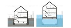 the diagram shows two different sections of a house, one with an upper level and second floor