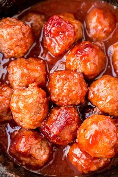 the meatballs are cooked and ready to be eaten in the crock pot for dinner