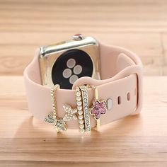 Unique Charms for Apple Watch, Diamond Charms with Dragonfly , Butterfly and Floral Charm, Personalized Watch Band Charms for Apple Watch / Samsung Galaxy Strap Charms, Watch jewelry, ✨ Be Unique and Look Fantastic for your Apple Watch / Samsung Galaxy Watch with a set of personalized Charms.  ✨ Make your watch more attractive highlight. ✨ the set charms fit for Apple Watch silicon pin & Samsung Galaxy Watch band which using 20mm pins silicon strap.  e.g. Samsung Galaxy 4 / 5  ✨ the Charms can m Apple Watch Charms, Diamond Apple Watch, Watch Charms, Personalized Watch, Watch Diamond, Apple Watch 3, Samsung Watch, Personalized Watches, Watch Jewelry