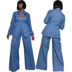 Ankara Pants, Women's Winter Fashion, Plus Size Denim, Fashion Fall, Long Sleeves Jacket, Casual Denim, Denim Outfit, Outfit Set, Straight Pants