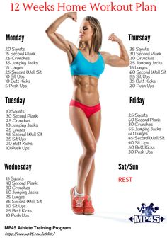 a woman's body and her workout plan for the 12 week home workout plan