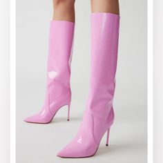 Nwt Madden Patent Pink Barbie Boots New With Tags And Box Pink Velvet Boots, Vintage Combat Boots, Velvet High Heels, Studded Ankle Boots, Steve Madden Shoes Heels, Velvet Boots, Leather Western Boots, High Heel Boots Knee, Black Platform Boots