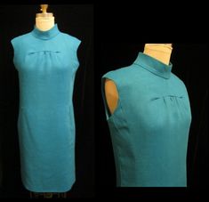 Vintage 60s MOD SHIFT DRESS Heavy Linen Minimalist - Etsy 60s Shift Dress, Mod Shift Dress, Bright Turquoise, 60s Mod, Bleu Turquoise, Sleeveless Shift Dress, Princess Seam, Vintage 60s, Dress Clothes For Women