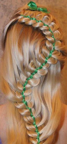 perfect for st. patricks day beautiful! #St. Patrick's Day #hairstyles St Patricks Day Hairstyles, Micro Link, Green Decoration, Clip In Hair Extension, Mehndi Designs For Kids, Gift Sets For Her, Spa Gifts Set, Beautiful Braids, Care Packages