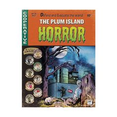 the book cover for horror, featuring an image of a house and graveyard with trees