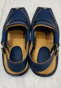 Traditional Handmade Leather Men's Peshawari Chappal, Semi Formal Sandals for Men, Blue Leather Shoes, Foot Wear, Traditional Sandals - Etsy Traditional Blue Leather Sandals, Traditional Blue Closed Toe Sandals, Leather Sandals With Dabka And Round Toe, Traditional Sandals, Formal Sandals, Sandals For Men, Mens Leather Sandals, Mode Masculine, Mens Sandals