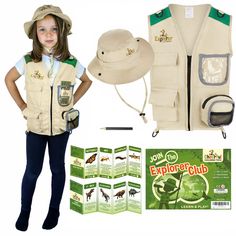 PRICES MAY VARY. Polyester Supreme Quality - kids safari vest brings adventure to your child's life. Our kids safari outfit pack is crafted of premium quality fabric for kids aged 3-7. Refer to our images for the sizing guidelines Learning Pack: Our outdoor explorer set includes a Safari vest, hat, educational dinosaur/bug content to enhance the learning experience and a pencil to record the discoveries - It provides an engaging and stimulating experience for children Boost Cognitive Growth: Exp Explorer Costume, Safari Vest, Safari Outfit, Explorers Activities, Explorers Club, Zoo Keeper, Presents For Boys, Children Toys, Kids Adventure