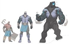 an image of some character designs for the game avatars in different poses and colors