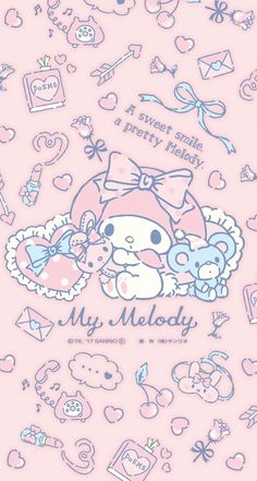 the hello kitty theme is in pastel pink and has many other items on it