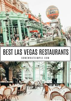 a restaurant with tables and chairs in front of the words best las vegass restaurants