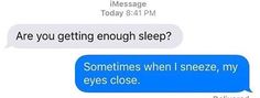 two text messages with the same caption in different languages, one is telling another to sleep