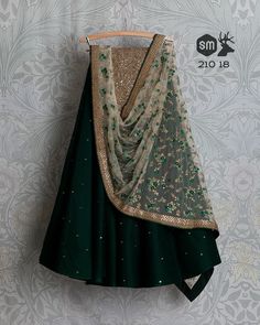 Swati Manish - SwatiManish Lehengas Collection September 2018 Lehenga Hanging, Dark Green Lehenga, Green Lehenga Choli, Indian Outfits Lehenga, Lehenga Designs Simple, Lehnga Dress, Work Lehenga, Green Lehenga, Half Saree Designs