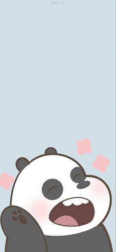 an animated panda bear with its mouth open