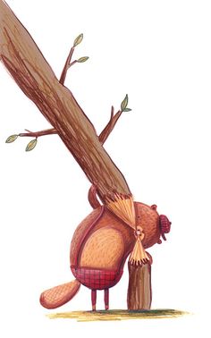 a drawing of a squirrel leaning on a tree branch