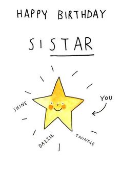 a happy birthday card with a smiling star