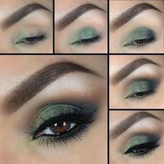 Green Eyeshadow For Brown Eyes, Brown Eye Makeup Tutorial, Tutorial Eyeliner, Make Up Tutorials, Eyeshadow For Brown Eyes, Artist Makeup, Smink Inspiration, Green Makeup