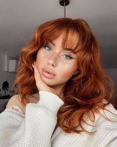 Ginger Hair With Blonde Streak, Orange Ginger Hair, Copper Curls, Hair Color Orange, Blonde Bob Wig, Ferrari Red, Copper Hair Color