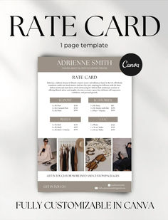 UGC Rate Card Template, Editable Influencer Rate Card Canva Template, Content Creator Price Sheet Rate Card, Beige Minimalist, Brand Presentation, Sheet Template, Will Turner, Content Creation, Editable Template, Canva Template, Card Templates