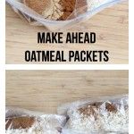 two bags of oatmeal sitting on top of a wooden table next to each other