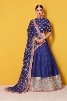 NEW DESIGNER LEHANGA Dark Blue Lehenga, Diwali Dresses, Silk Lehenga Choli, Choli Dress, Bridal Lehenga Collection, Lengha Choli, Blue Lehenga, Lehenga Online, Choli Designs