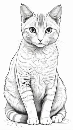 a black and white drawing of a cat