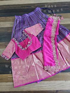 Fabric - Pure Kanchi Silk.Blouse stitched - YesHalf Saree Set Suitable for Ages 13-16 yr !! Blouse Size 32 Extends to 38Blouse size - 32 with inner margins expandable up to 38For Blouse Size 30 alteration can be done on request.Kindly Note Lehenga is Expandable and Has Inner Margin to Increase the length. Fitted Purple Sets With Motifs, Purple Fitted Sets With Motifs, Designer Pink Sets For Festivals, Ethnic Sarees, Half Saree, Ethnic Fashion, Instagram Shop, Blouse Designs, Lehenga