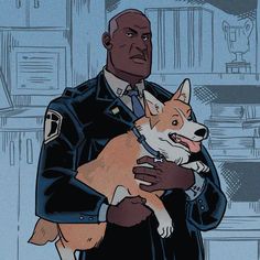 a man holding a dog in his arms