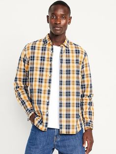 Plaid Shirt Men, Gift For Men, Plaid Shirt, Chest Pocket, Old Navy, Top Shirt, Mens Shirts, Long Sleeves, Top Outfits