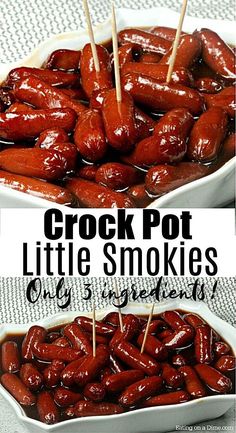 crock pot little smokies only 5 ingredients are needed to make this delicious appetizer