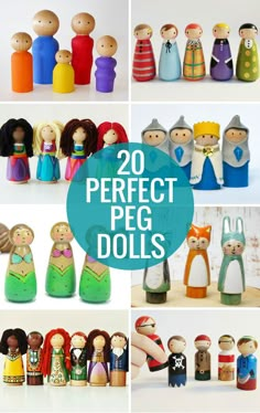 20 perfect peg dolls are featured in this collage