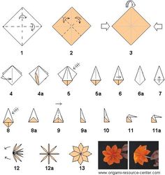 step by step instructions on how to make an origami flower from paper with pictures