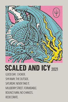 the poster for scale and icy 2012 shows a blue dragon with yellow flames coming out of its mouth