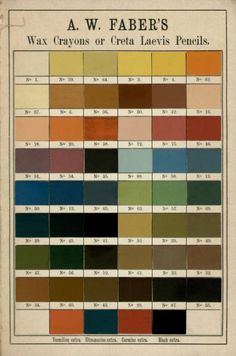 the color chart for wax crayons or oreta leviis pencils, which are