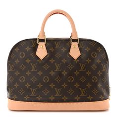 This is an authentic LOUIS VUITTON Monogram Alma PM. This handbag is crafted of durable Louis Vuitton monogram coated toile canvas in brown. The bag features rolled vachetta leather top handles, a solid base, and gold-toned hardware. The wrap-around zipper opens to a brown fabric interior with a pocket. Elegant Monogram Canvas Satchel With Leather Handles, Luxury Satchel With Leather Handles And Coated Canvas, Classic Monogram Canvas Satchel With Leather Handles, Elegant Monogram Canvas Satchel With Leather Trim, Designer Brown Satchel In Signature Coated Canvas, Brown Monogram Canvas Satchel With Top Carry Handle, Designer Brown Signature Coated Canvas Satchel, Luxury Monogram Canvas Satchel With Leather Handles, Brown Signature Coated Canvas Top Handle Satchel