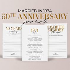 an anniversary card with gold foil on it