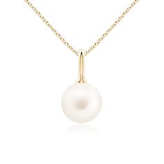 The Freshwater cultured pearl catches all the attention with its classic allure. This simple and versatile solitaire pendant is set in 14k yellow gold. Classic 14k Gold Pearl Necklace, Classic Yellow Gold Pearl Drop Necklace, Classic Yellow Gold Pearl Necklace With Charm, Classic 14k Gold Pendant Pearl Necklace, Classic 14k Gold Pearl Necklace With Round Pendant, Minimalist Yellow Gold Pearl Necklace With Round Pendant, Classic 14k Yellow Gold Pearl Necklace, Classic Yellow Gold Pearl Necklace With Round Pendant, Classic Pearl Pendant Necklace