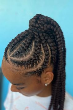 Cornrow Ponytail Cornroll Ponytail For Black Women, Cornrow High Ponytail, Cornrow Into A Ponytail, Cornrow Hairstyles Ponytail, Cornrows Into High Ponytail, Braided High Ponytail Black Women, Corn Row Braids Into Low Bun, High Ponytail Cornrows With Curls, Conroll Styles Pony