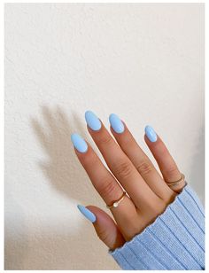 Baby Blue Acrylic Nails, Rounded Acrylic Nails, Blue Acrylic Nails, Nails Aesthetic, Simple Acrylic Nails, Nails Blue, Almond Acrylic Nails, Round Nails, Acrylic Nails Coffin Short