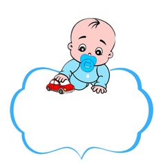 a baby sitting on top of a cloud with a pacifier in its mouth