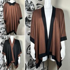 Apt. 9 Black Cognac Reversible Kimono Style Knit Sweater Cardigan Wrap, Nwt Os New With Tags! Beautiful Soft Reversible Kimono Style Cardigan Wrap. One Size. Brown One Size Tops For Layering, One Size Brown Tops For Layering, Oversized Brown Cardigan For Layering, Brown Knit Outerwear For Layering, One Size Brown Cardigan For Layering, Kimono Style, Wrap Cardigan, Style Cardigan, Kimono Fashion