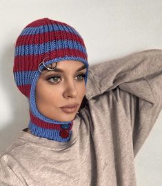 Casual Full Face Balaclava For Fall, Casual Blue Full Face Balaclava, Casual Balaclava Beanie For Streetwear, Casual Knitted Balaclava One Size, Casual Knitted One-size Balaclava, Casual Warm Balaclava One Size, Casual Full-face Balaclava, Fitted Casual Balaclava For Fall, Knitted Balaclava For Outdoor Use