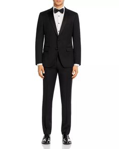 Luxury Tuxedo For Black-tie Events, Luxury Black Tuxedo For Work, Modern Semi-formal Suits, Modern Suits With Pressed Crease, Modern Black Semi-formal Suit, Luxury Business Tuxedo, Luxury Black Tuxedo For Business, Modern Semi-formal Tuxedo, Slim Fit Tuxedo