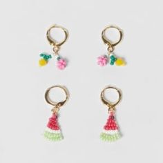 Zara Kids 2-Pack Of Fruit And Bead Earrings Pack Of Two Pairs Of Hoop Earrings With Bead Appliqus. Contains Small Pieces. Not Recommended For Children Under 3 Years Old. Multicoloured | 4340/647 Earrings For Kids, Earrings Pack, Zara Necklace, Fruit Necklace, Star And Moon Necklace, Zara Accessories, Kids Accessories Jewelry, Kids Earrings, Zara Kids