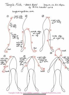 how to draw the body and legs of a person in different positions, with instructions for each